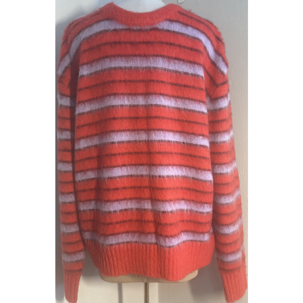 MNML Men’s Striped Mohair Wool Blend Sweater Purple Red Blue Size XLarge Comfy